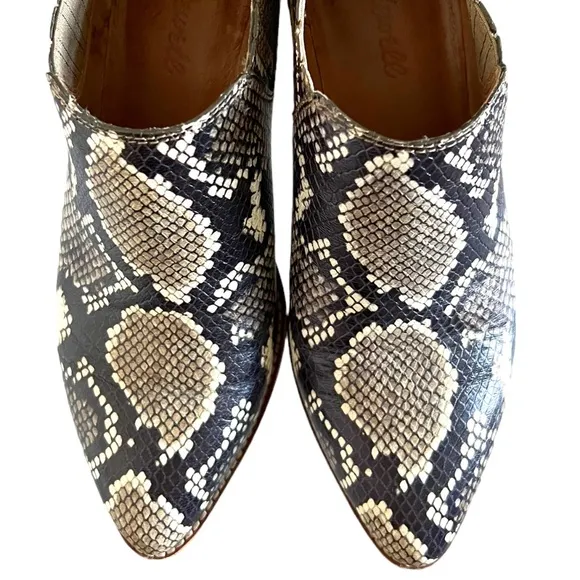 Madewell Sonia Leather Snake Embossed Ankle Boots Size 7