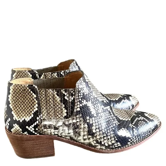Madewell Sonia Leather Snake Embossed Ankle Boots Size 7