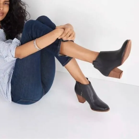 Madewell The Billie Boot Leather Ankle Bootie Black and Brown Women's Size 7.5