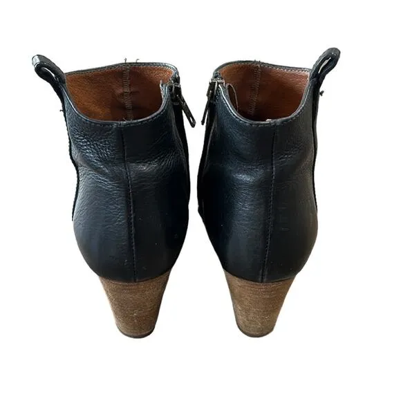 Madewell The Billie Boot Leather Ankle Bootie Black and Brown Women's Size 7.5