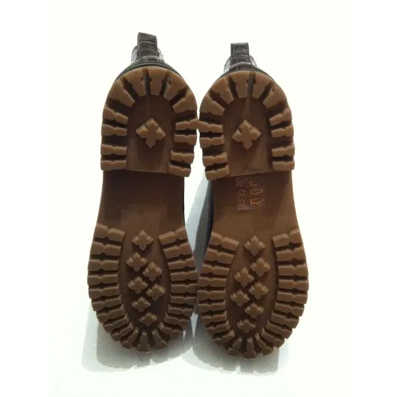 MADEWELL WOMEN'S IVY CHELSEA BROWN LEATHER CROC EMBOSSED ANKLE BOOTS SIZE: 8