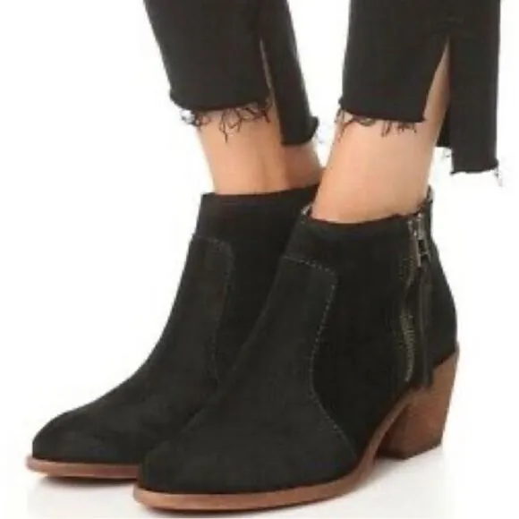 Madewell The Janice Boot in Black Suede Size 9 D21