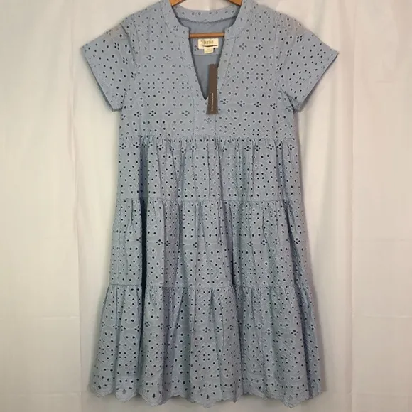 Maeve Harper Eyelet Tunic Light Blue  Dress Size XS