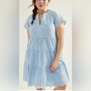 Maeve Harper Eyelet Tunic Light Blue  Dress Size XS