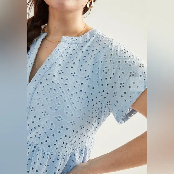 Maeve Harper Eyelet Tunic Light Blue  Dress Size XS