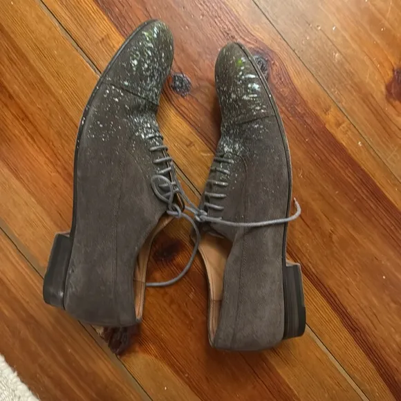 Maison MargielaPaint splattered suede shoe