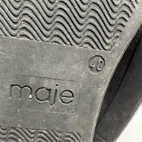 Maje Black Suede Shearling Ribbon Lace Up Sneakers Shoes Size 40 US 10 Women’s