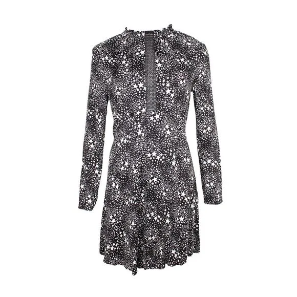 Maje Star Print Mini Dress in Black Cupro