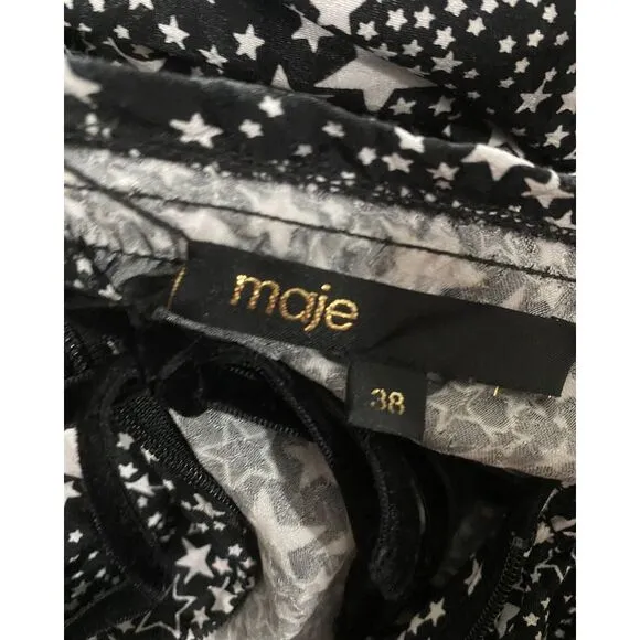 Maje Star Print Mini Dress in Black Cupro