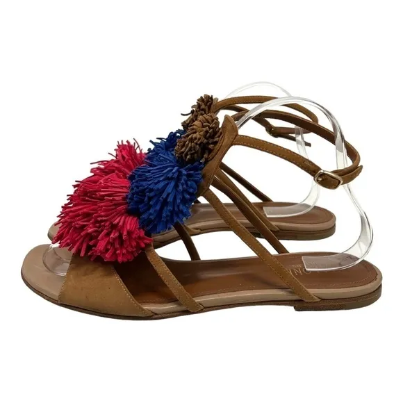 Malone Souliers Leather Pom Pom Colorful Casual Sandals Women’s 38.5