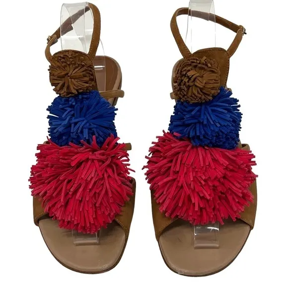 Malone Souliers Leather Pom Pom Colorful Casual Sandals Women’s 38.5