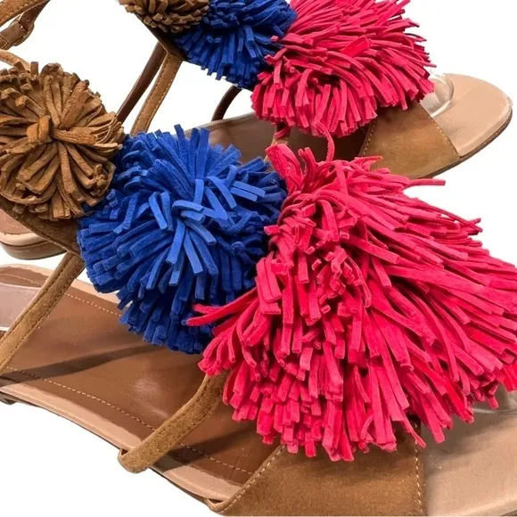 Malone Souliers Leather Pom Pom Colorful Casual Sandals Women’s 38.5