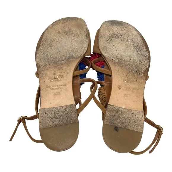 Malone Souliers Leather Pom Pom Colorful Casual Sandals Women’s 38.5