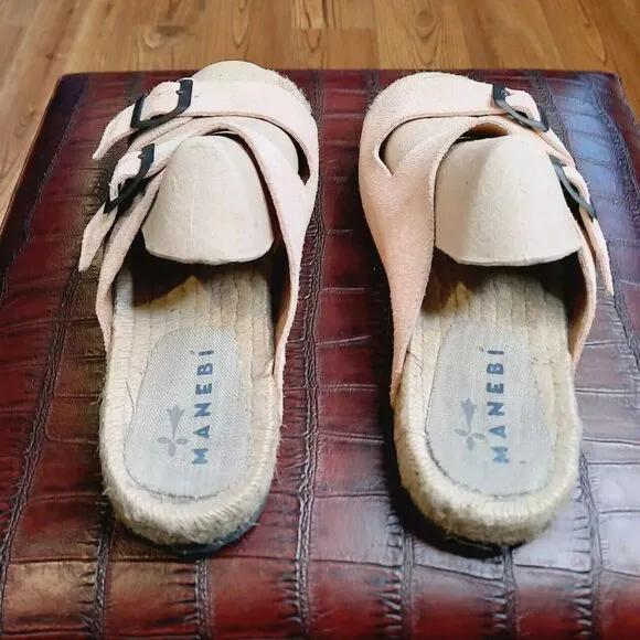 Manebi Nordic Suede Slide Sandals Palm Green Size 41 Or 10.5