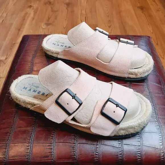 Manebi Nordic Suede Slide Sandals Palm Green Size 41 Or 10.5