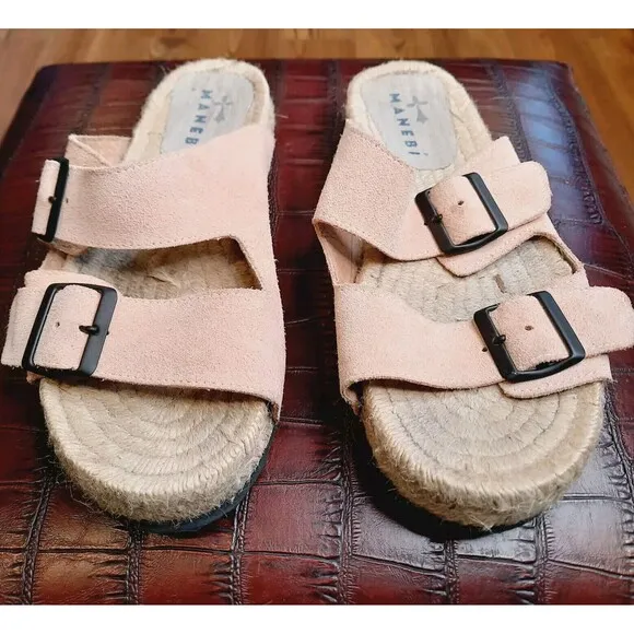 Manebi Nordic Suede Slide Sandals Palm Green Size 41 Or 10.5