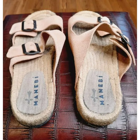 Manebi Nordic Suede Slide Sandals Palm Green Size 41 Or 10.5
