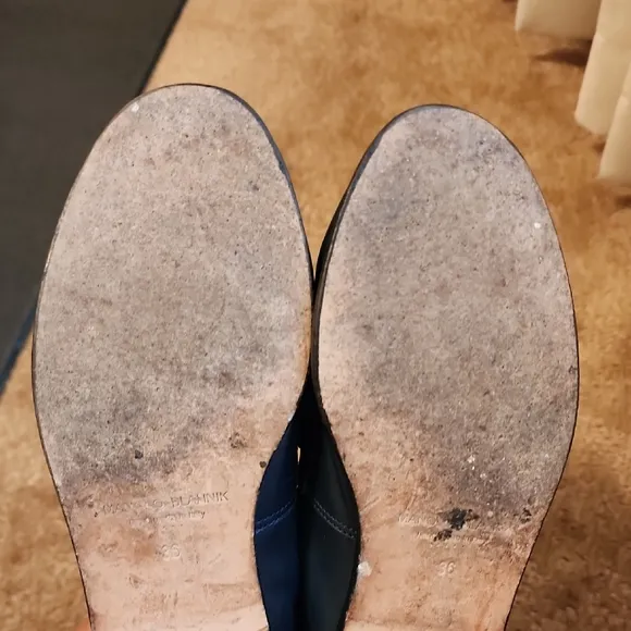 Manolo Blahnik Blue and White Flats