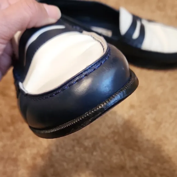 Manolo Blahnik Blue and White Flats