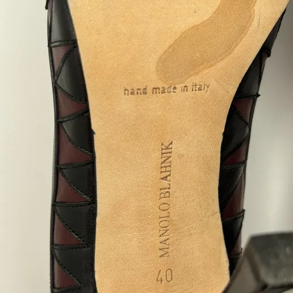Manolo Blahnik Gray and Burgundy Women's Heels