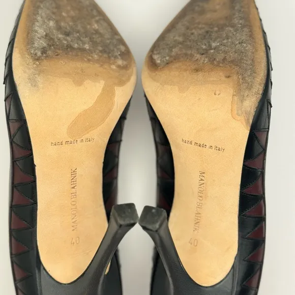 Manolo Blahnik Gray and Burgundy Women's Heels