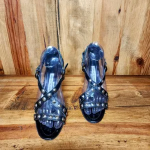 Manolo Blahnik Leather Studded Heel