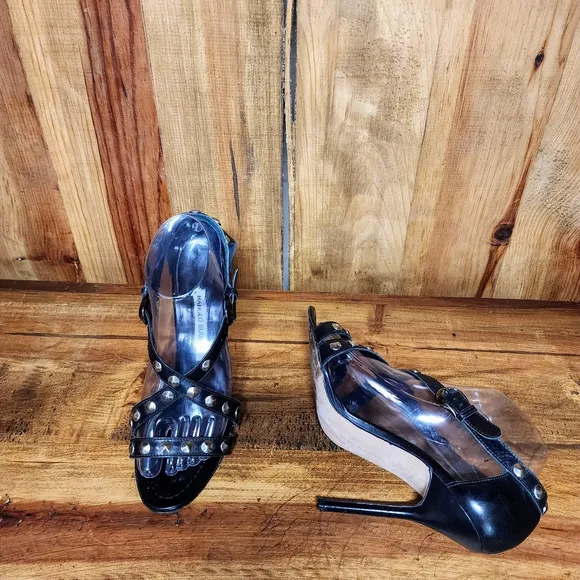 Manolo Blahnik Leather Studded Heel