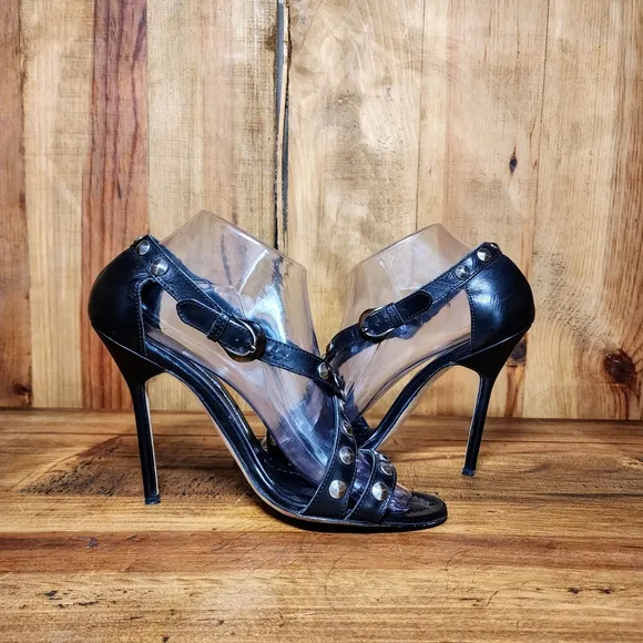 Manolo Blahnik Leather Studded Heel