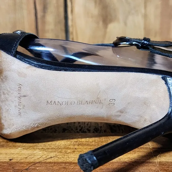 Manolo Blahnik Leather Studded Heel