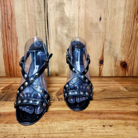 Manolo Blahnik Leather Studded Heel