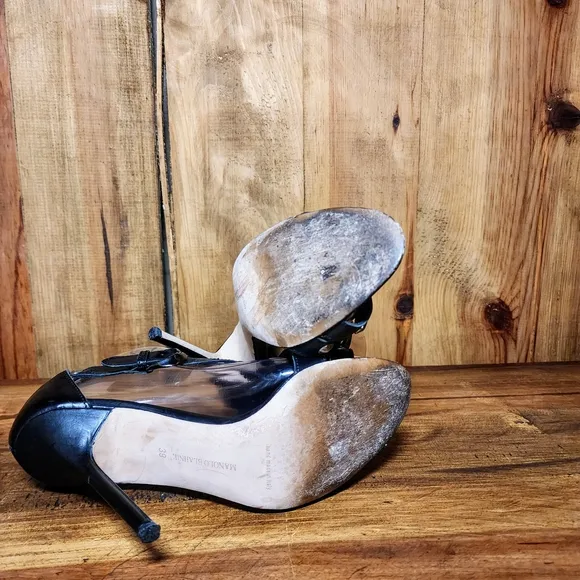 Manolo Blahnik Leather Studded Heel