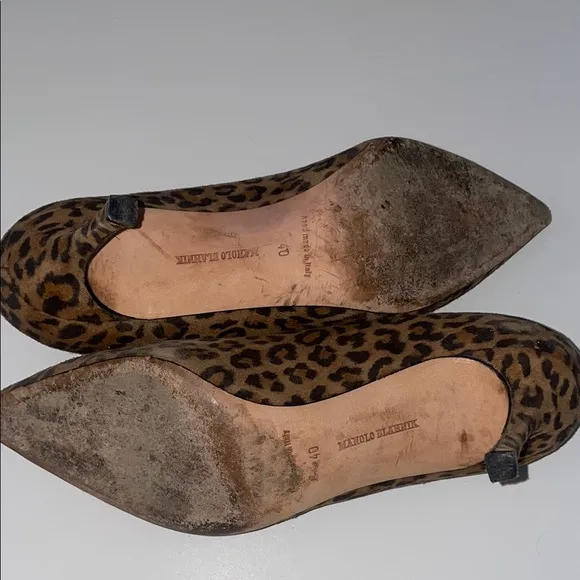 Manolo Blahnik suede animal print pumps