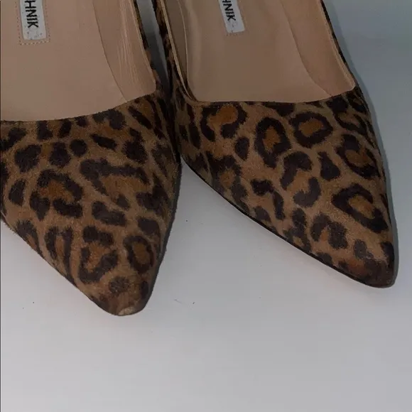 Manolo Blahnik suede animal print pumps