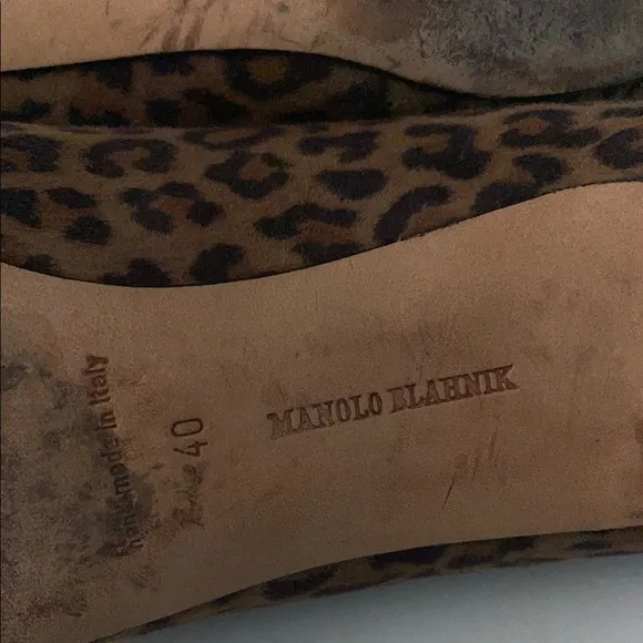 Manolo Blahnik suede animal print pumps