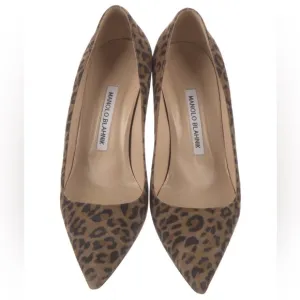 Manolo Blahnik suede animal print pumps