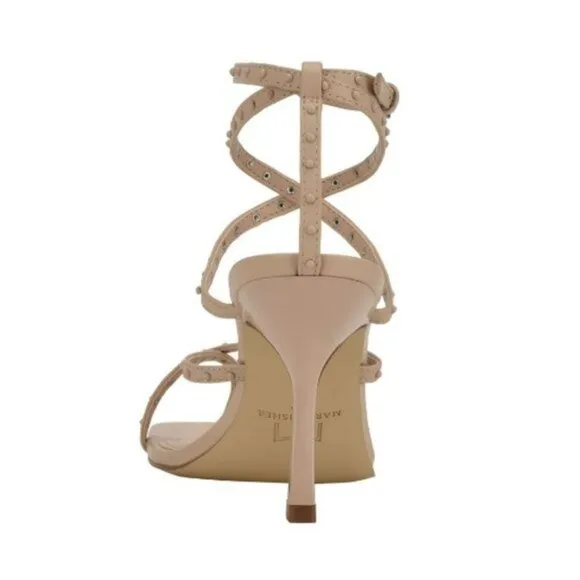 Marc Fisher Dallin Tan‎ Ankle Strap Stiletto Heels Square Toe Sandals Size 8
