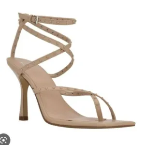 Marc Fisher Dallin Tan‎ Ankle Strap Stiletto Heels Square Toe Sandals Size 8