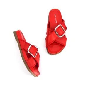 Marc Fisher Hazaia Criss-Cross Slide Sandals Buckle Platform in Red Women's 6.5