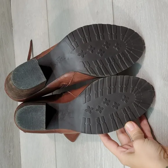 Marc Fisher Women Ankle Leather Block Heels shoes sz 9.5M