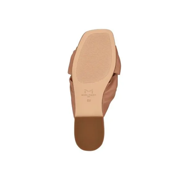 MARC FISHER Womens Beige Knot Farisa Square Toe Slip On Slide Sandals 5 M