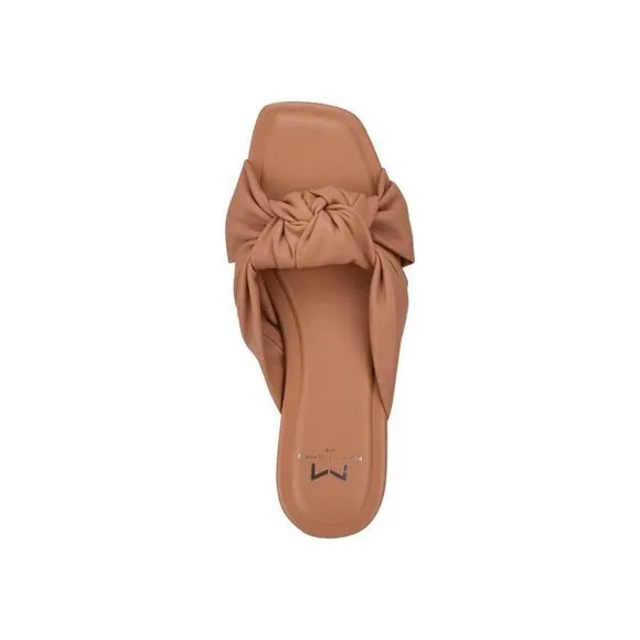 MARC FISHER Womens Beige Knot Farisa Square Toe Slip On Slide Sandals 5 M