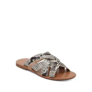 MARC FISHER Womens Gray Snake Roony Round Slip On Leather Slide Sandals 8.5 M