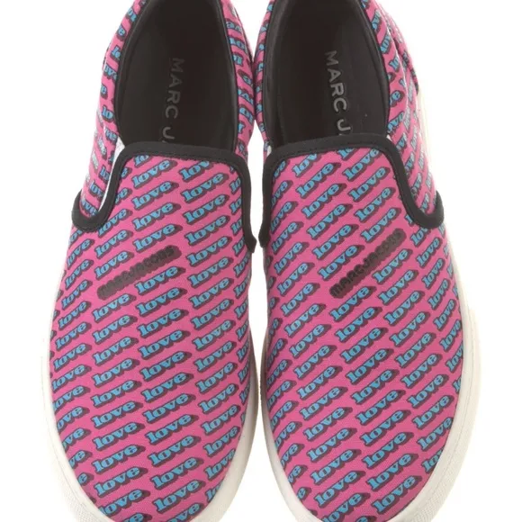 Marc Jacobs Vibrant Pink and Blue Love Slip-Ons