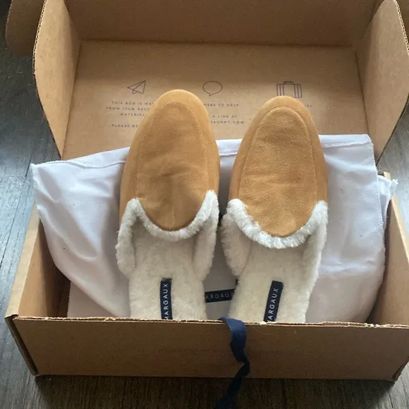 Margaux Shearling Mule in amber suede