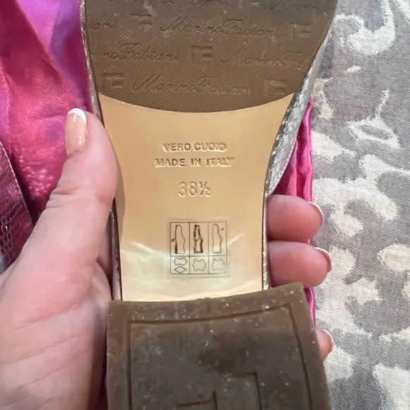 🔥Marino Fabiani silver and pearl slip on shoes / mules. Worn once!