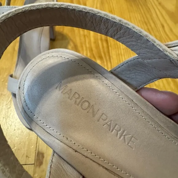 Marion Parke Strappy Leather Sandal Block Heel Nude Tan Women’s EUR 38.5 / US 8