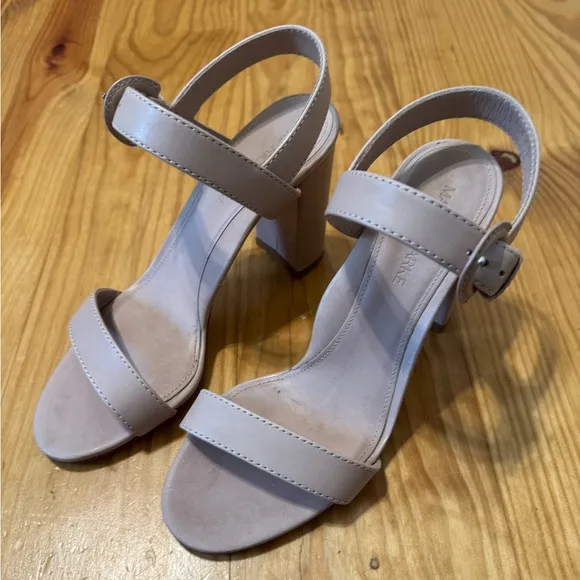 Marion Parke Strappy Leather Sandal Block Heel Nude Tan Women’s EUR 38.5 / US 8