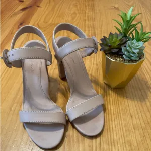 Marion Parke Strappy Leather Sandal Block Heel Nude Tan Women’s EUR 38.5 / US 8