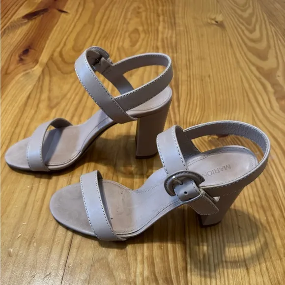 Marion Parke Strappy Leather Sandal Block Heel Nude Tan Women’s EUR 38.5 / US 8