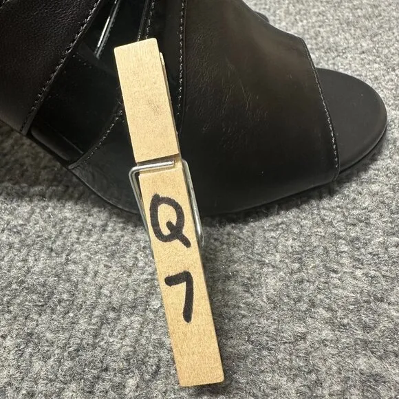 Marion Parke Women's US 9 Slingback Black Leather Casual Block Heel Sandals